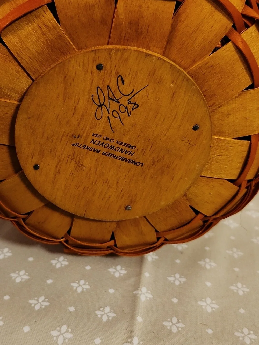 Longaberger 1995 Pumpkin Basket With Hand Painted Lid